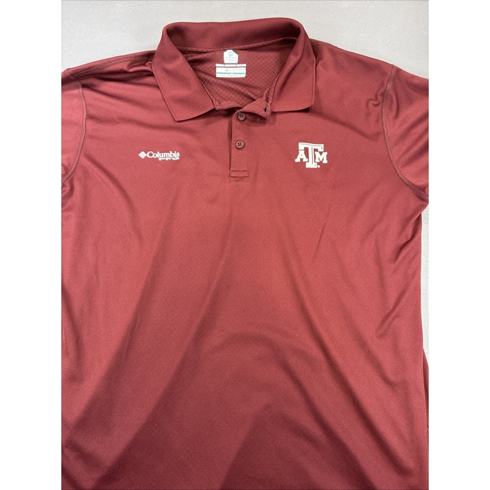 Columbia PFG Texas A&M Aggies Polo Shirt Men XL Maroon Omni-Freeze Zero